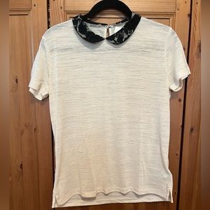 NWT HI-Line for Madewell Peter Pan Collar Short Sleeve Top
